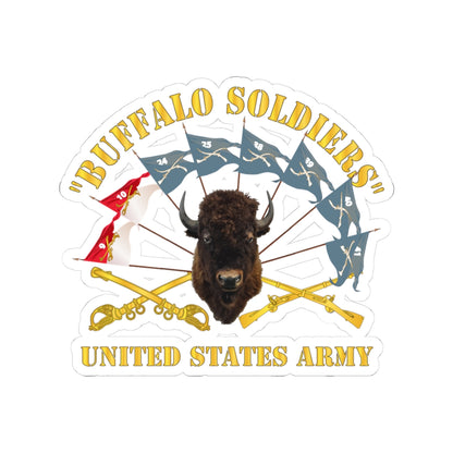 Kiss-Cut Stickers - Army - Buffalo Soldiers - Infantry - Cavalry Guidons w Buffalo Head - US Army