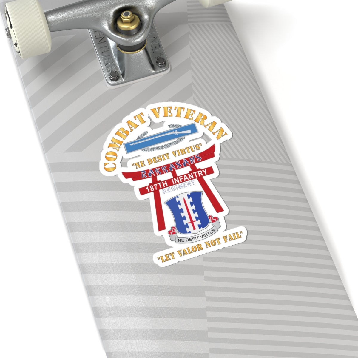 Kiss-Cut Stickers - Army - Combat Veteran - 187th Infantry Regiment - Torii, Rakkasans, Let Valor Not Fail, English, Latin w CIB X 300