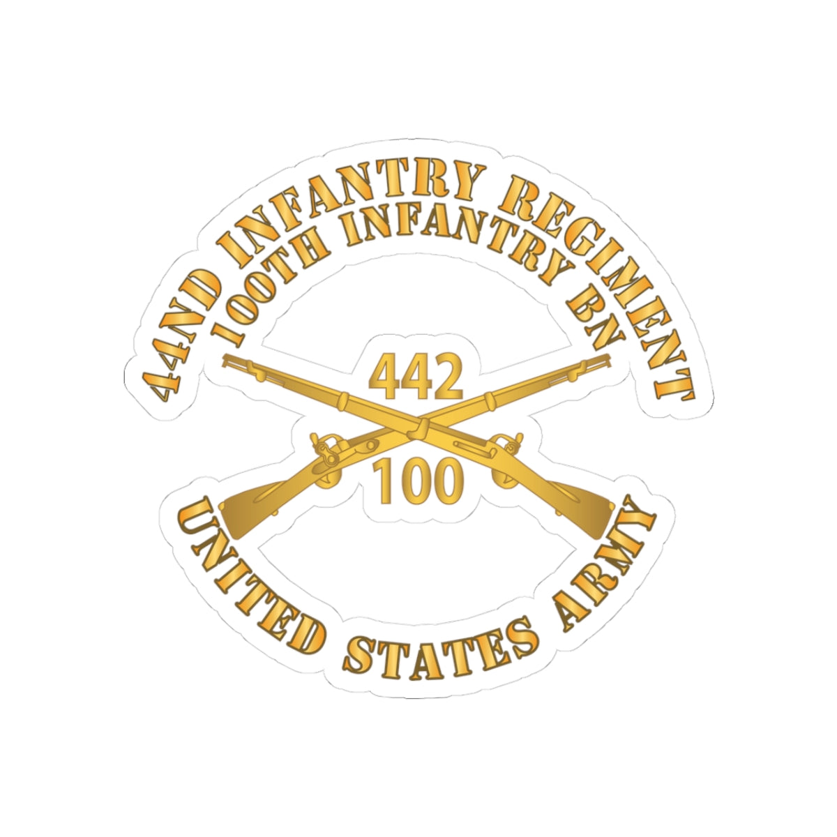 Kiss-Cut Stickers - Army - 442nd Infantry Regiment - 100th Infantry Battalion - US Army w Br X 300