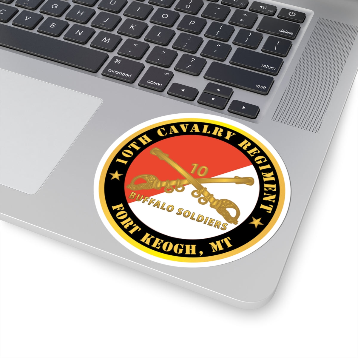 Kiss-Cut Stickers - Army - 10th Cavalry Regiment - Fort Keogh,  MT - Buffalo Soldiers w Cav Branch