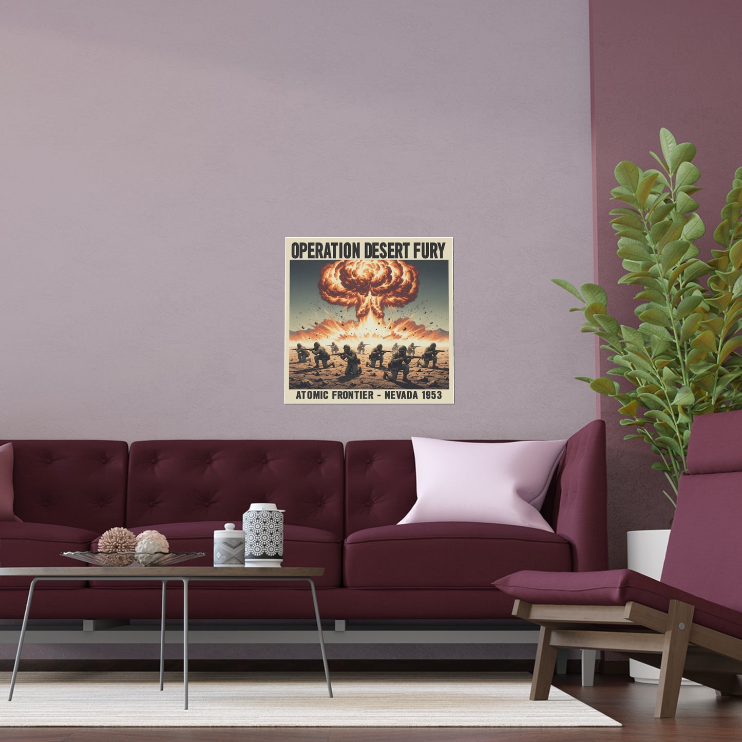 Indoor and Outdoor Silk Posters - Atomic Testing in Nevada Desert Operation Fury