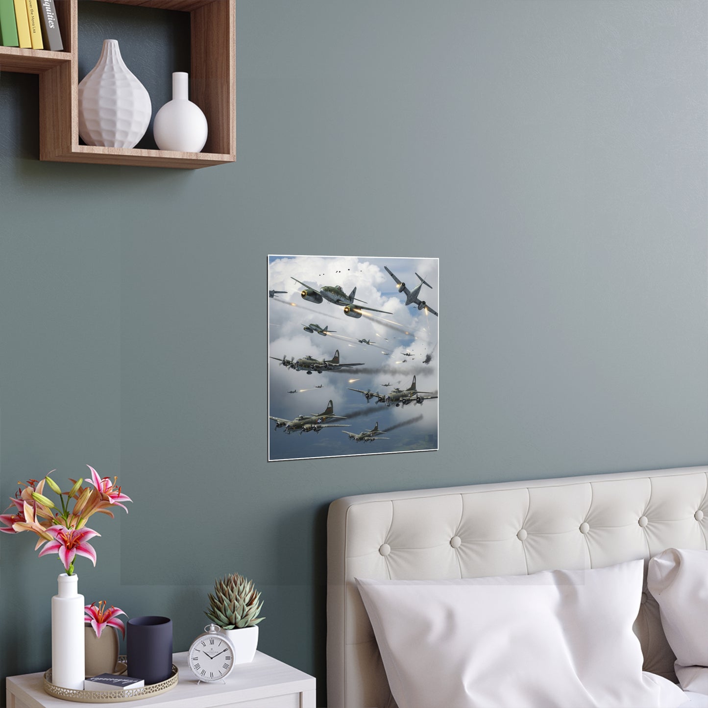 Indoor and Outdoor Silk Posters - German jet fighters attacking US bombing formations