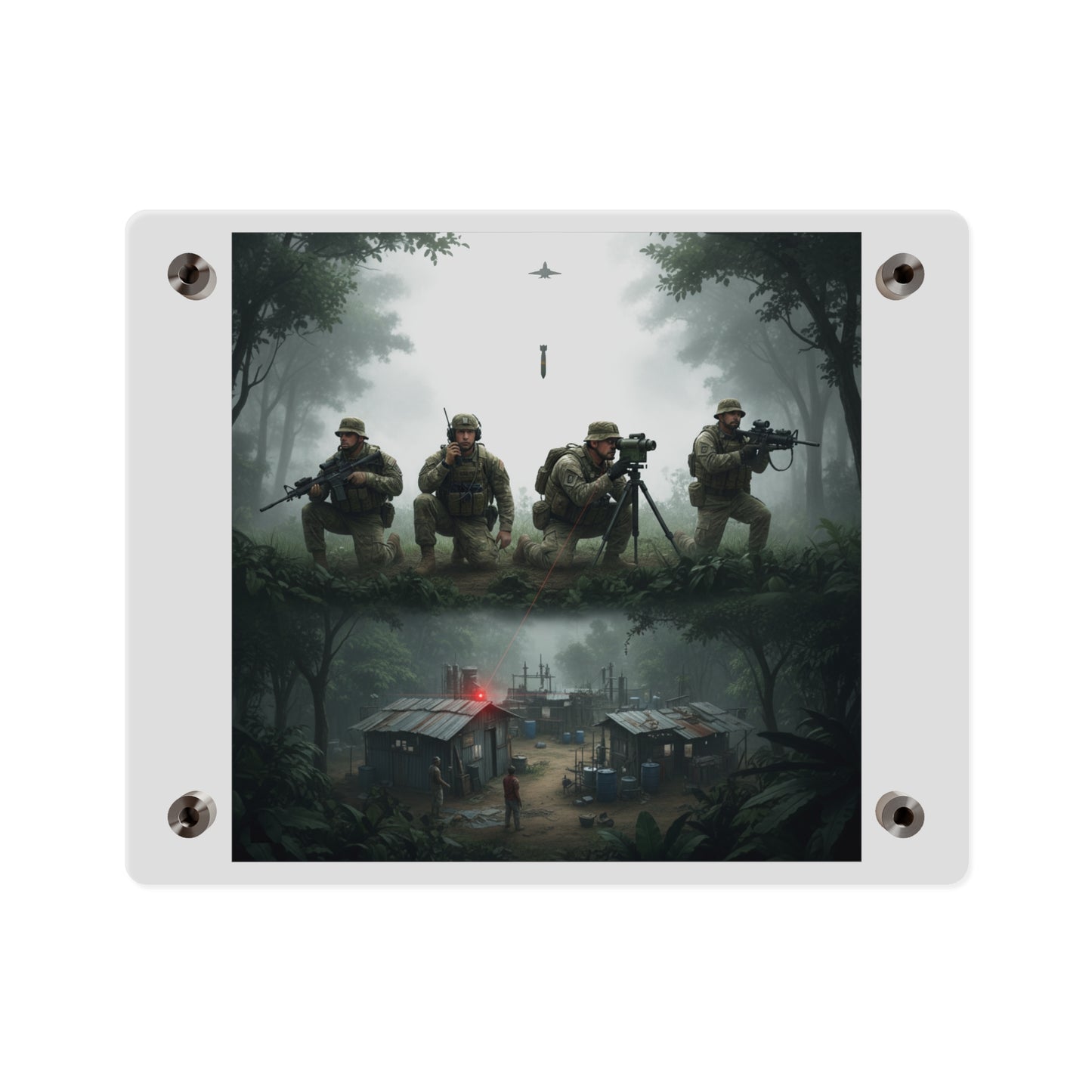 Acrylic Wall Art Panel - Jungle Drug Lab Destruction wo Explosions