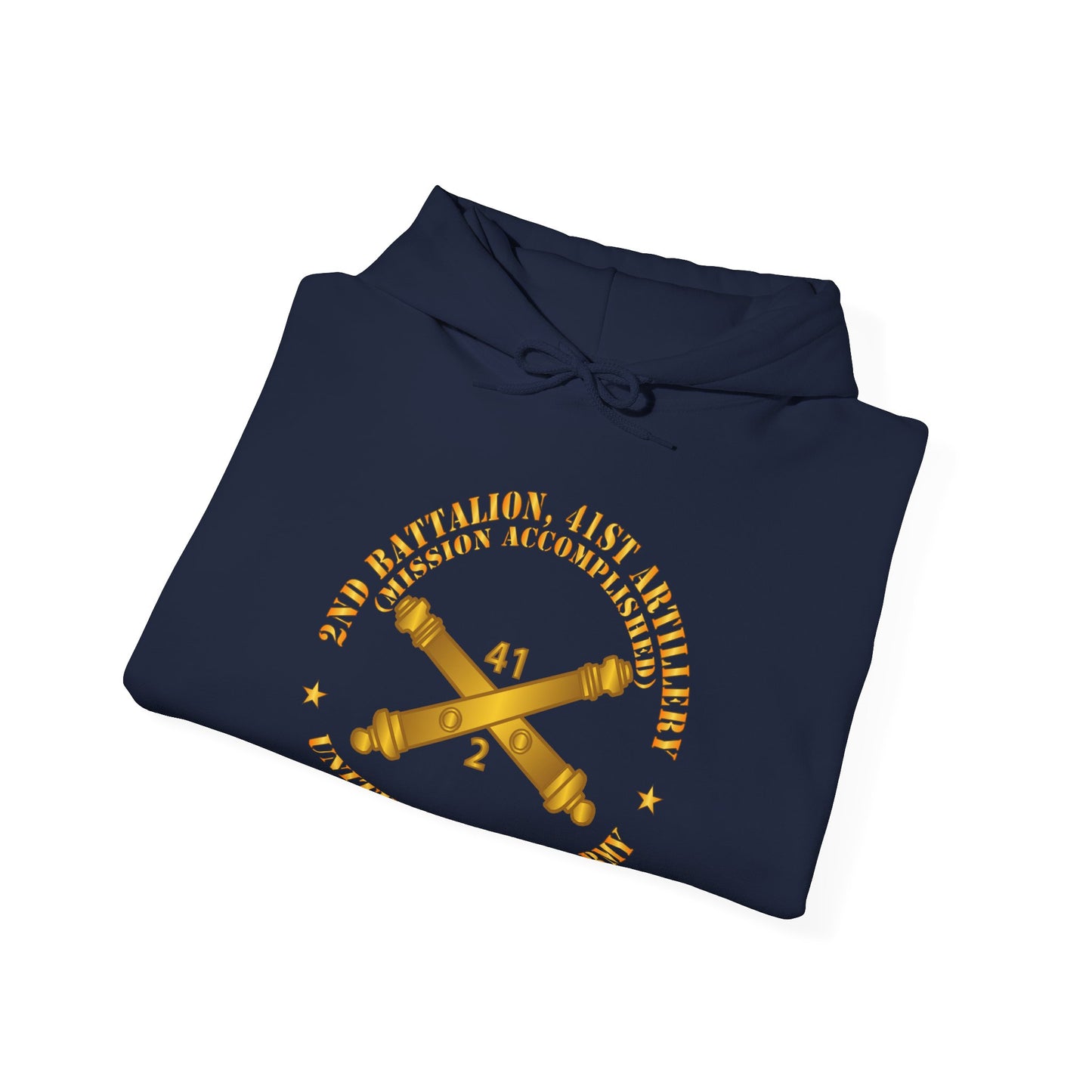 Unisex Heavy Blend™ Hooded Sweatshirt - Army - 2nd Bn 41st Artillery - Mission Accomplished - US Army  w Branch X 300