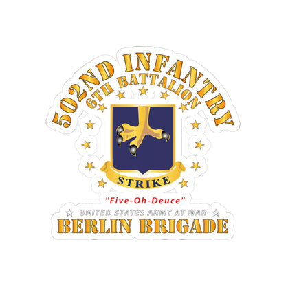 Kiss-Cut Stickers - Army - 6th Battalion 502nd Infantry - Berlin Brigade X 300