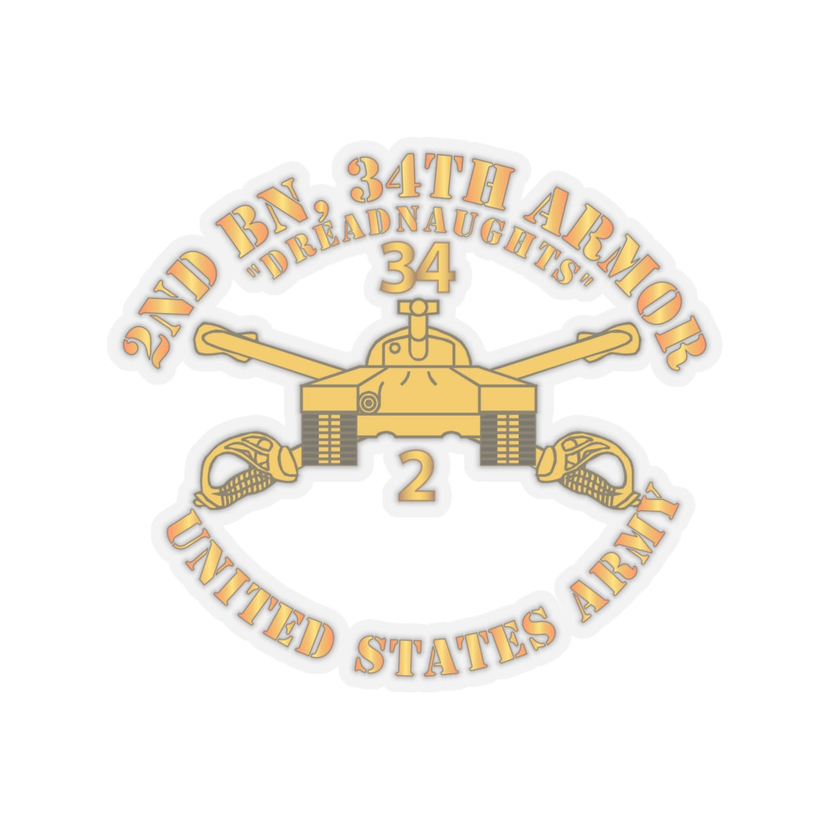 Kiss-Cut Stickers - Army - 2nd Bn 34th Armor - Dreadnaughts - Armor Branch