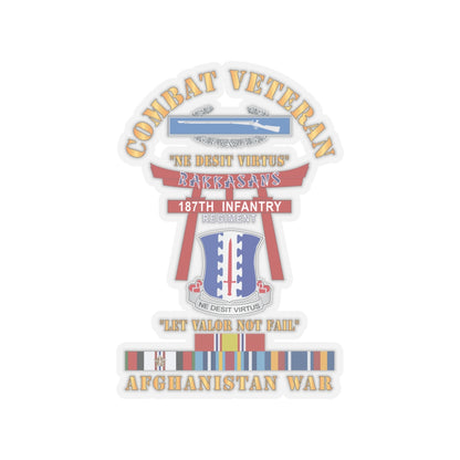 Kiss-Cut Stickers - Army - Combat Veteran - 187th Infantry Regiment - Torii, Rakkasans, Let Valor Not Fail, English, Latin w CIB w AFGHAN SVC