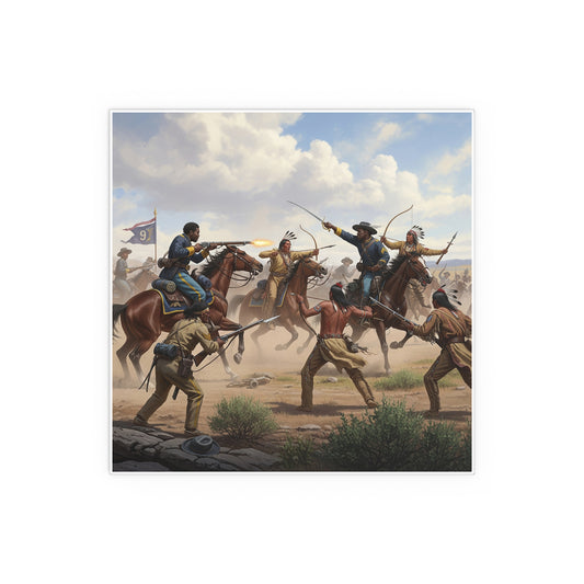 Indoor and Outdoor Silk Posters - 9th Cavalry Regiment fighting Native Americans during the Indian Wars