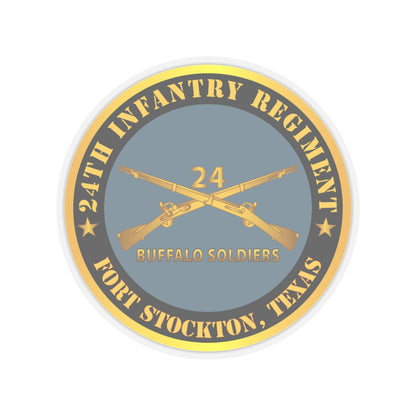 Kiss-Cut Stickers - Army - 24th Infantry Regiment - Fort Stockton, TX - Buffalo Soldiers w Inf Branch X 300