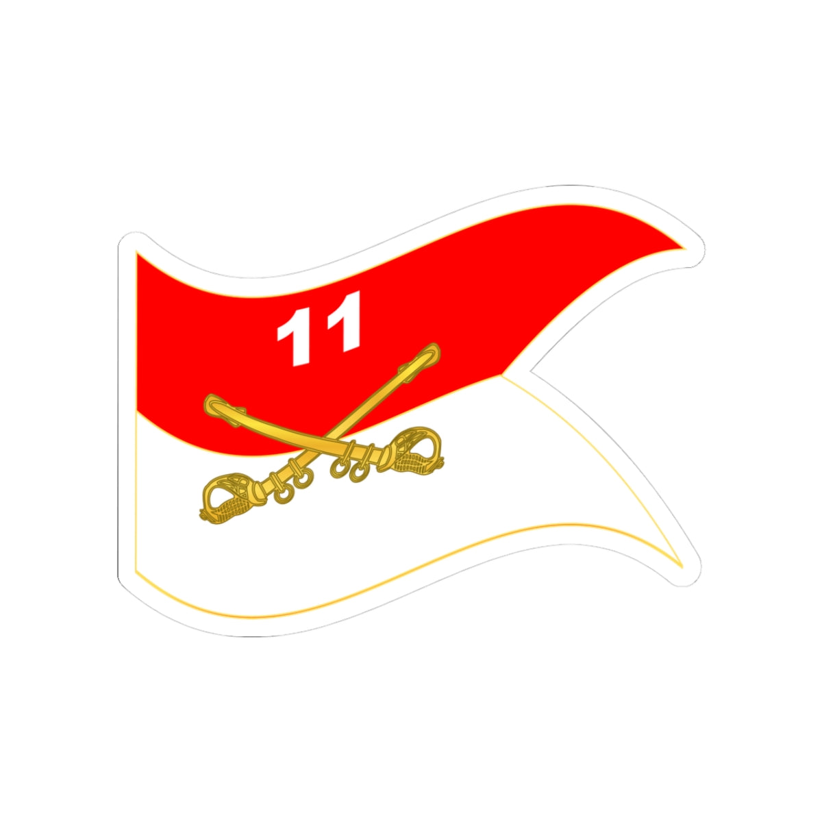 Kiss-Cut Stickers - Army - 11th Armored Cavalry Regiment Guidon Waving X 300