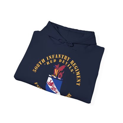 Unisex Heavy Blend™ Hooded Sweatshirt - Army - COA - Infantry - 508 Infantry Regiment w Txt - Red Devils X 300