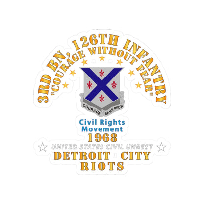 Kiss-Cut Stickers - Army - 3rd Bn 126th Infantry Detroit City Riots 1968 - Civil Rights Movement