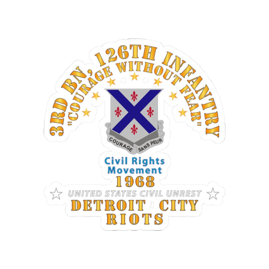 Kiss-Cut Stickers - Army - 3rd Bn 126th Infantry Detroit City Riots 1968 - Civil Rights Movement