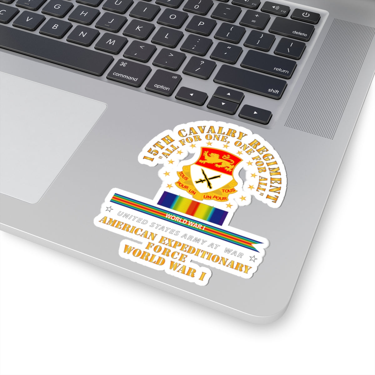 Kiss-Cut Stickers - Army - 15th Cavalry Regiment - All for One - AEF  w SVC WWI