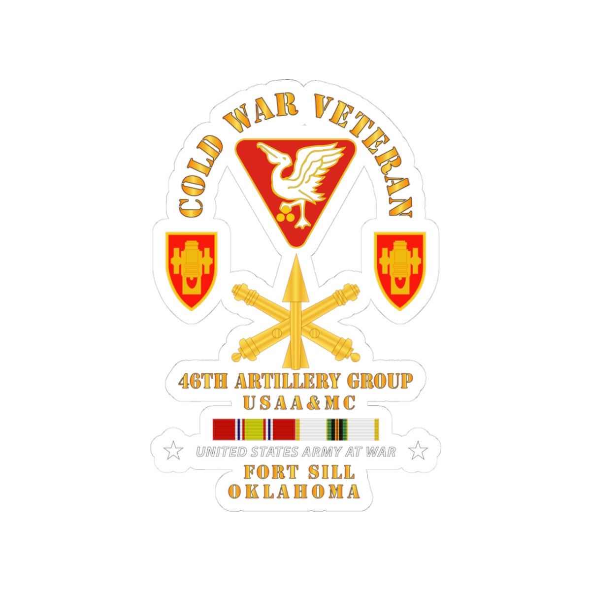 Kiss-Cut Stickers - Army - Cold War Vet - 46th Artillery Group - Fort Sill, OK - Missle Branch w COLD SVC