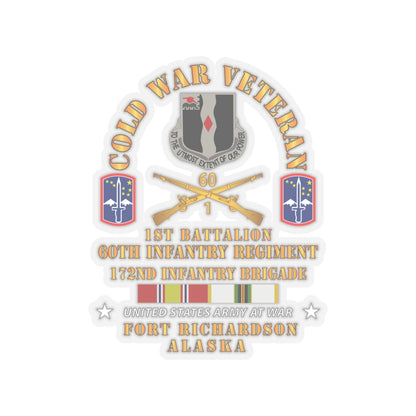 Kiss-Cut Stickers - Army - Cold War Vet - 1st Bn, 60th Inf - 172nd In Bde - Ft Richardson AK w COLD SVC X 300