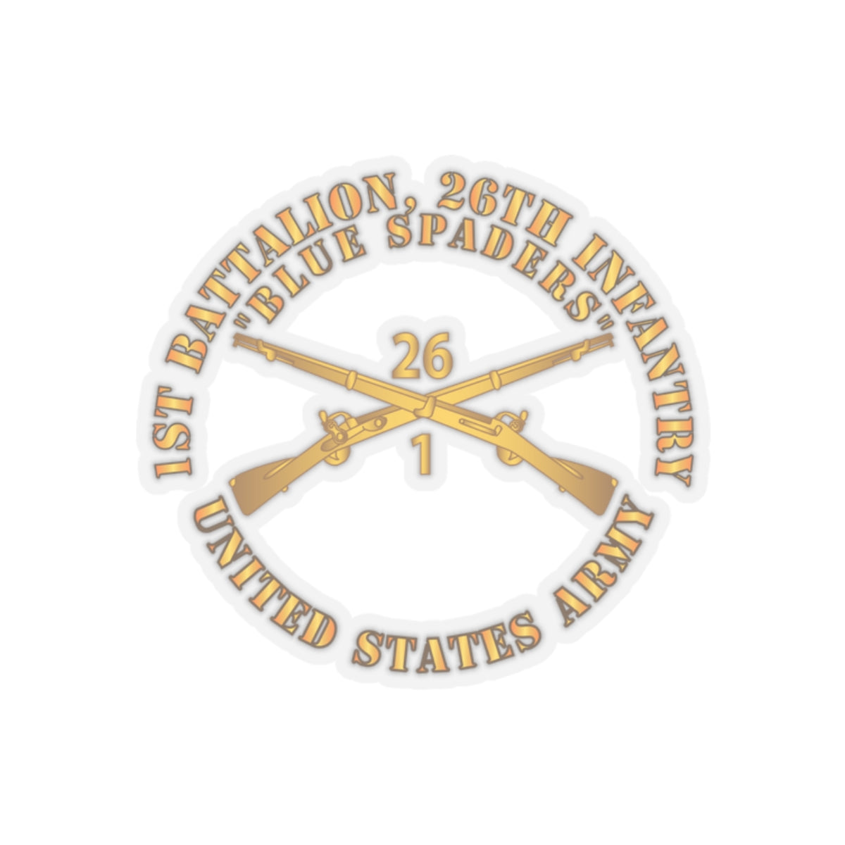 Kiss-Cut Stickers - Army - 1st Bn 26th Infantry Regiment - Blue Spaders w Infantry Br X 300