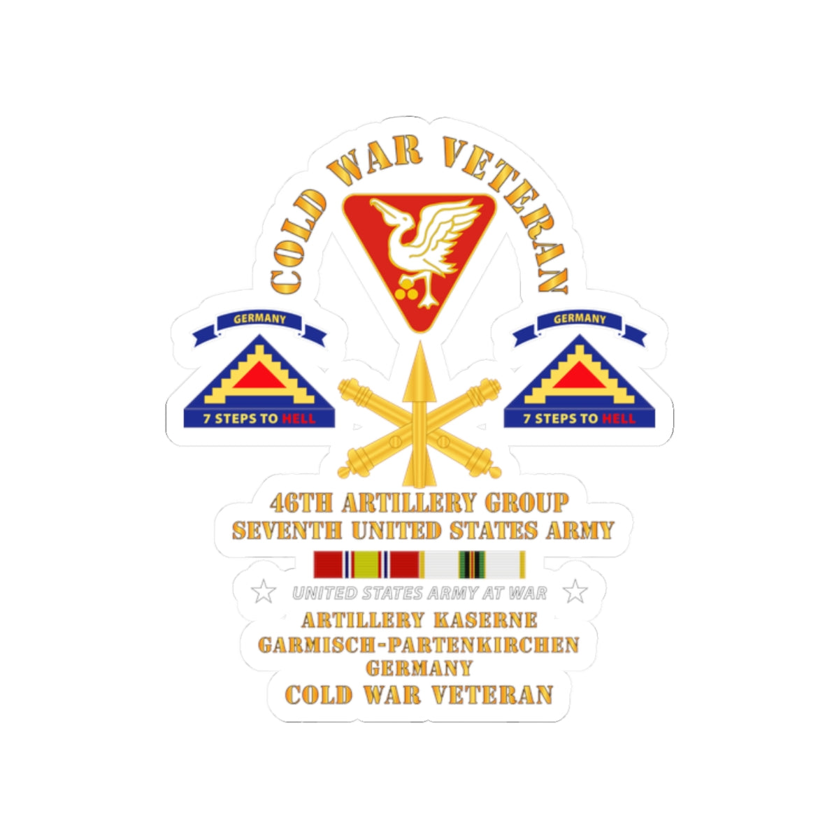 Kiss-Cut Stickers - Army - Cold War Vet - 46th Artillery Group - Germany - 7th US Army - Missle Branch w COLD SVC