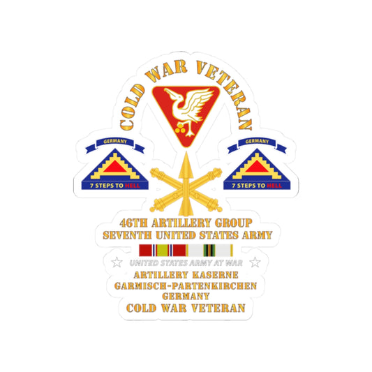 Kiss-Cut Stickers - Army - Cold War Vet - 46th Artillery Group - Germany - 7th US Army - Missle Branch w COLD SVC
