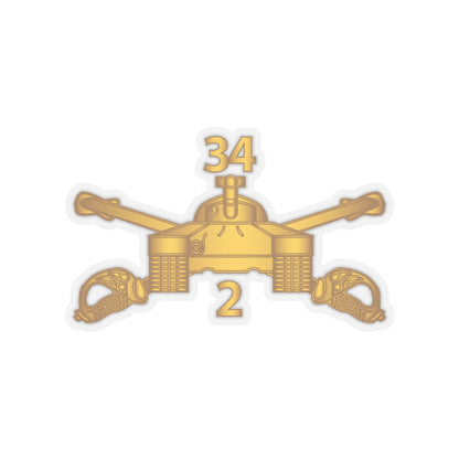 Kiss-Cut Stickers - Army - 2nd Bn 34th Armor - Armor Branch wo Txt