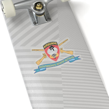 Kiss-Cut Stickers - Army - 555th Parachute Infantry Battalion - SSI w Br - Ribbon