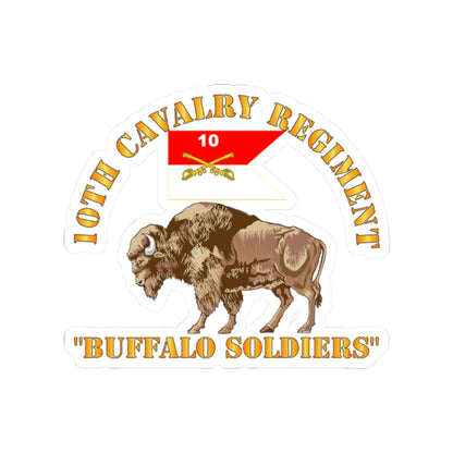 Kiss-Cut Stickers - Army - 10th Cavalry Regiment - Buffalo Soldiers w 10th Cav Guidon