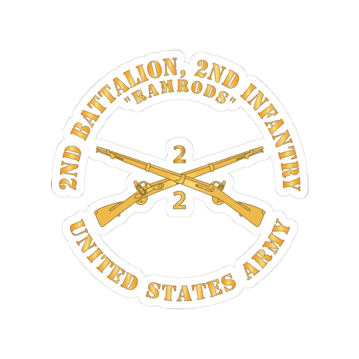 Kiss-Cut Stickers - Army - 2nd Battalion, 2nd Infantry Regiment Branch - Ramrods - US Army