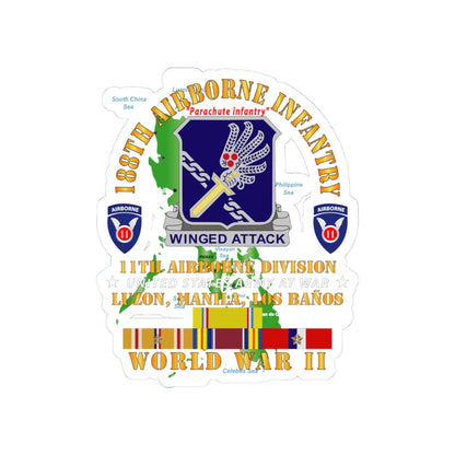 Kiss-Cut Stickers - Army - 188th Airborne Infantry - The Philippines - WWII w PAC SVC X 300