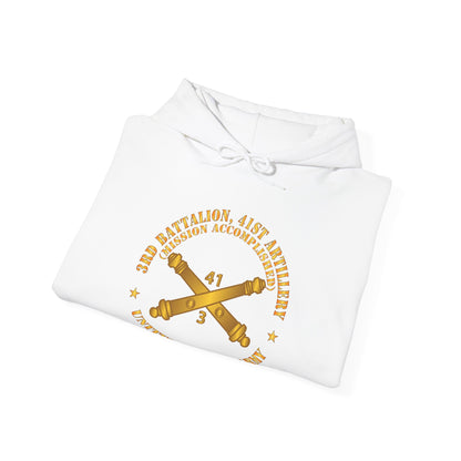 Unisex Heavy Blend™ Hooded Sweatshirt - 3rd Bn 41st Artillery - Mission Accomplished - US Army  w Branch X 300