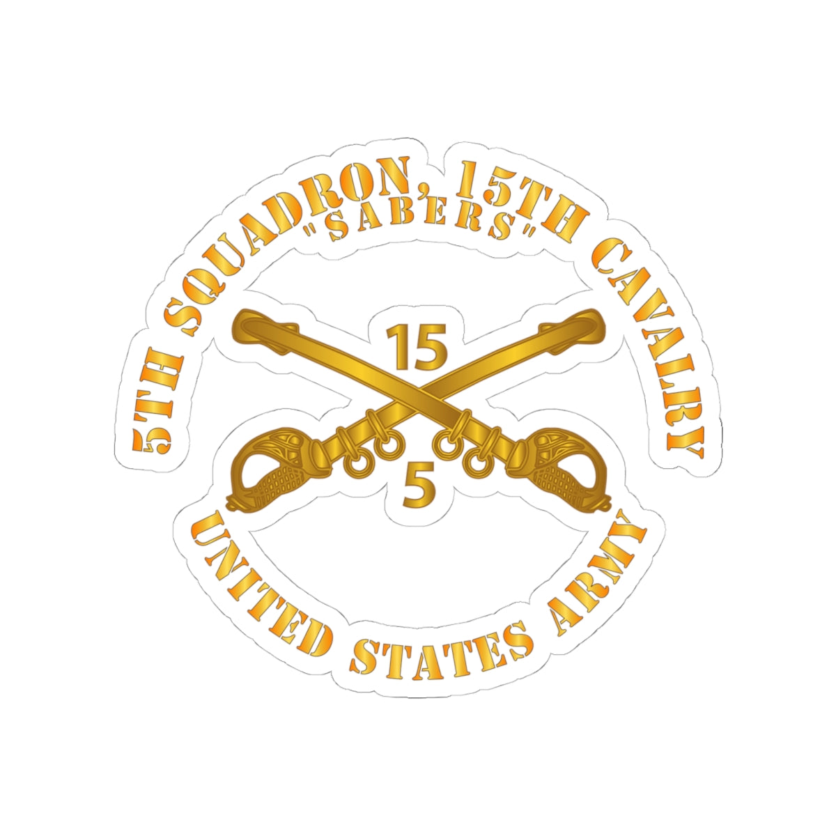 Kiss-Cut Stickers - Army -  5th Squadron, 15th Cavalry - Sabers w Br
