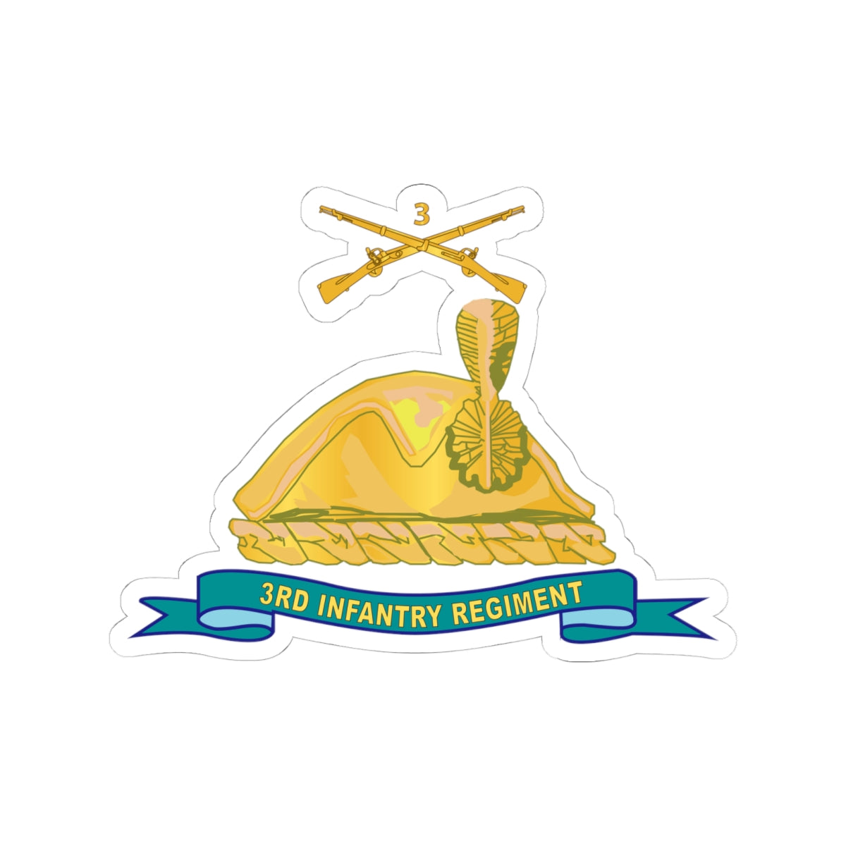 Kiss-Cut Stickers - Army - 3rd Infantry Regiment - Gold - w Br - Ribbon