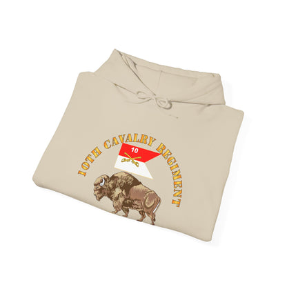 Unisex Heavy Blend™ Hooded Sweatshirt - Army - 10th Cavalry Regiment - Buffalo Soldiers w 10th Cav Guidon