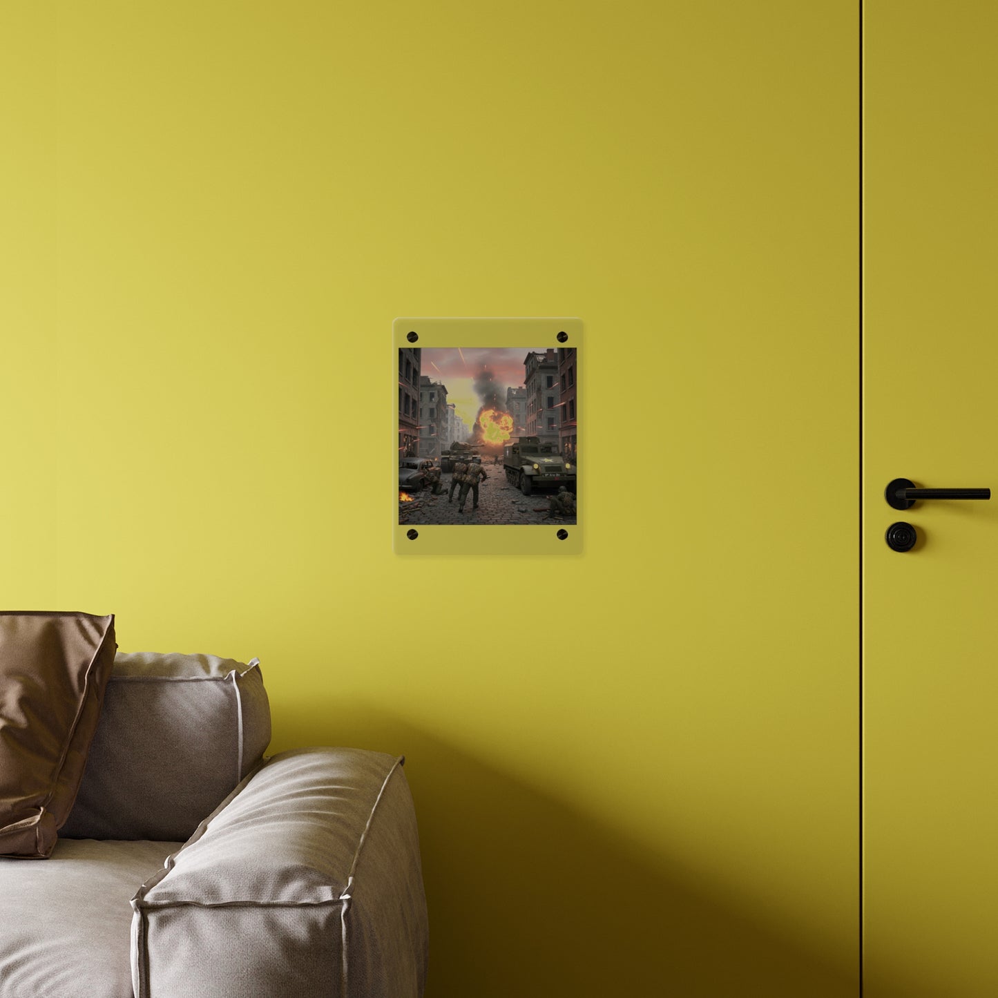 Acrylic Wall Art Panel - M3A1 - 9th Armor Division Attack - WWII