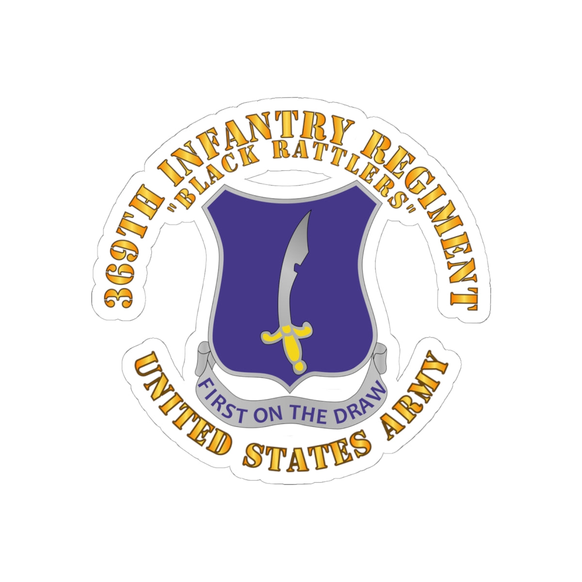 Kiss-Cut Stickers - Army - 369th Infantry Regiment - DUI - First Draw - Black Rattlers