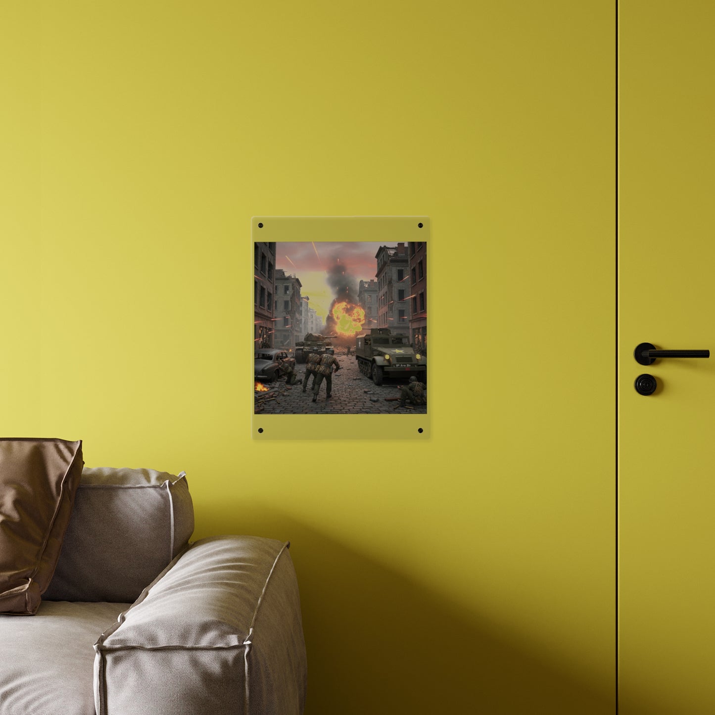 Acrylic Wall Art Panel - M3A1 - 9th Armor Division Attack - WWII