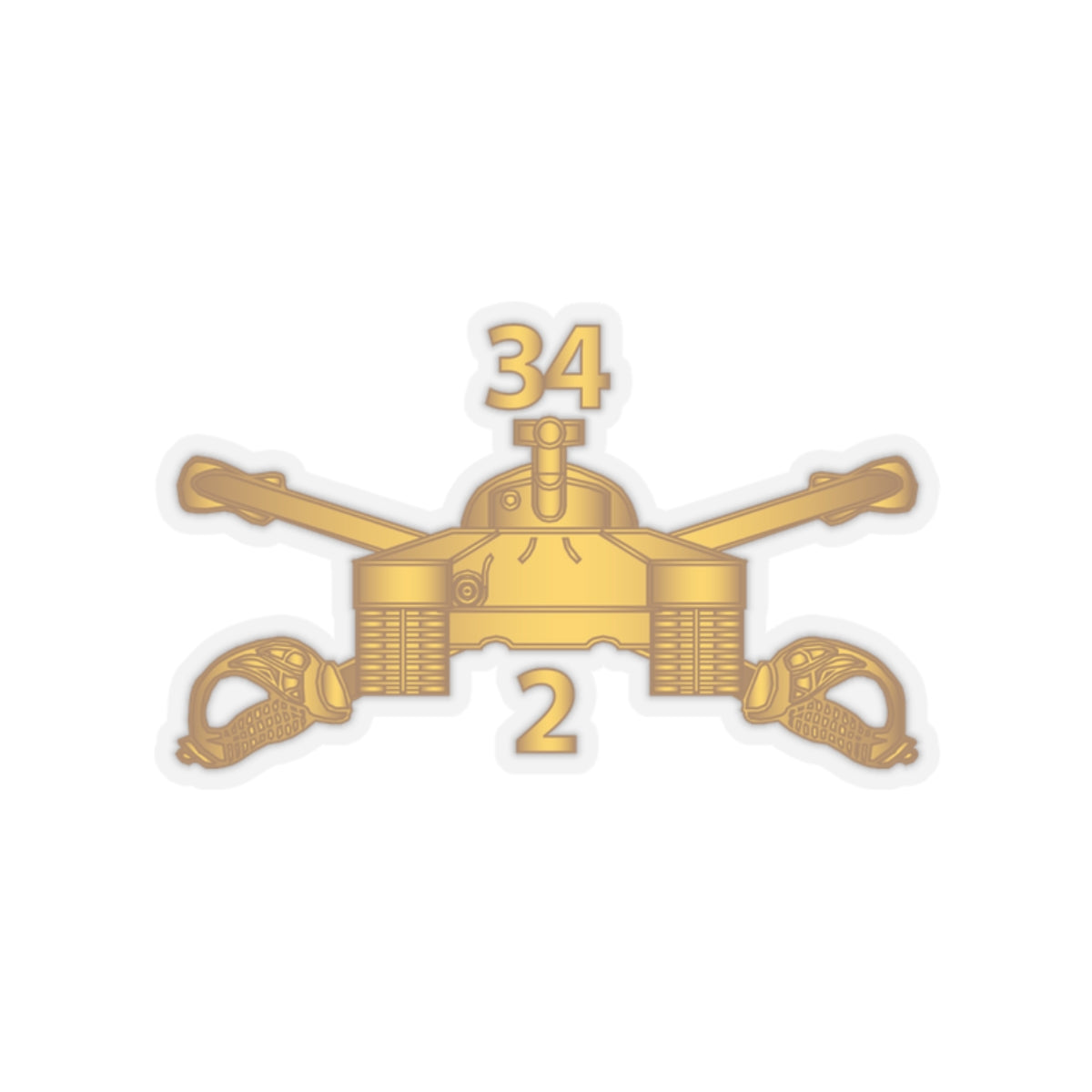 Kiss-Cut Stickers - Army - 2nd Bn 34th Armor - Armor Branch wo Txt