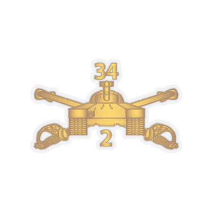 Kiss-Cut Stickers - Army - 2nd Bn 34th Armor - Armor Branch wo Txt