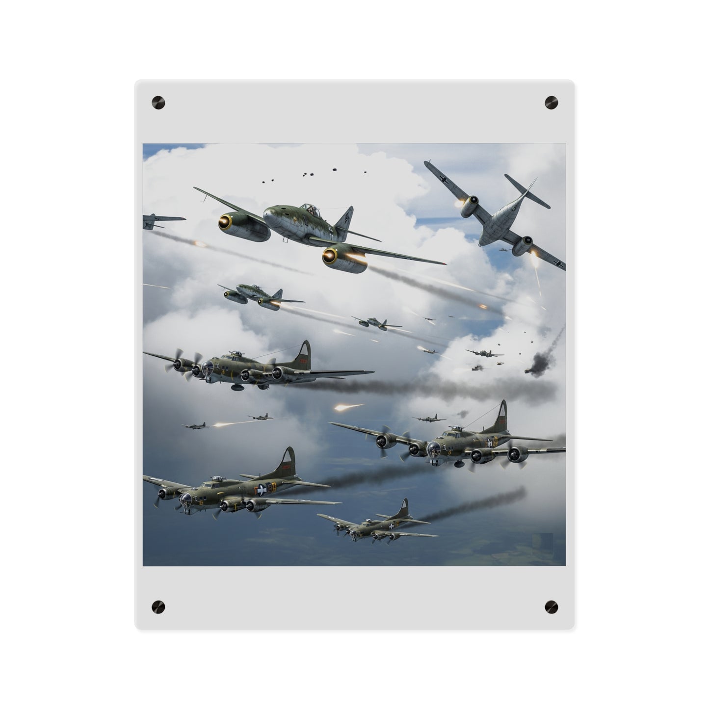 Acrylic Wall Art Panel - German jet fighters attacking US bombing formations