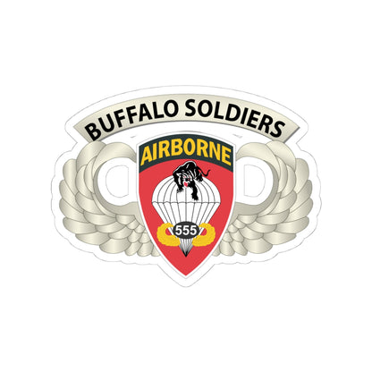 Kiss-Cut Stickers - Army - Airborne Badge - 555th Parachute Infantry Bn - SSI w  Buffalo Soldiers Tab