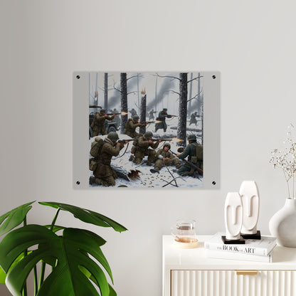 Acrylic Wall Art Panel - 101st Airborne Division fighting the German Army at the Battle of Bastogne