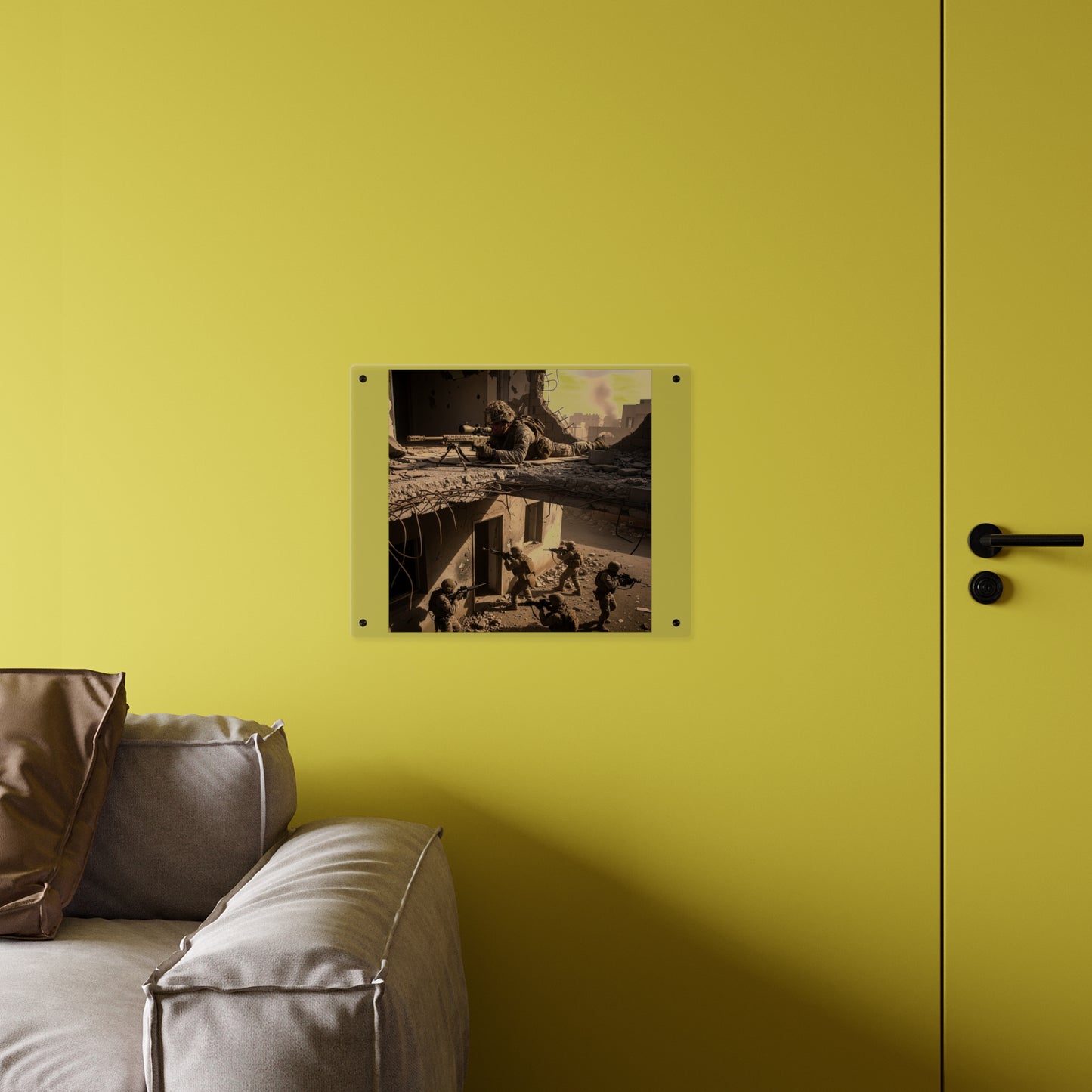 Acrylic Wall Art Panel - Marine Sniper Providing Overwatch for Breach Team