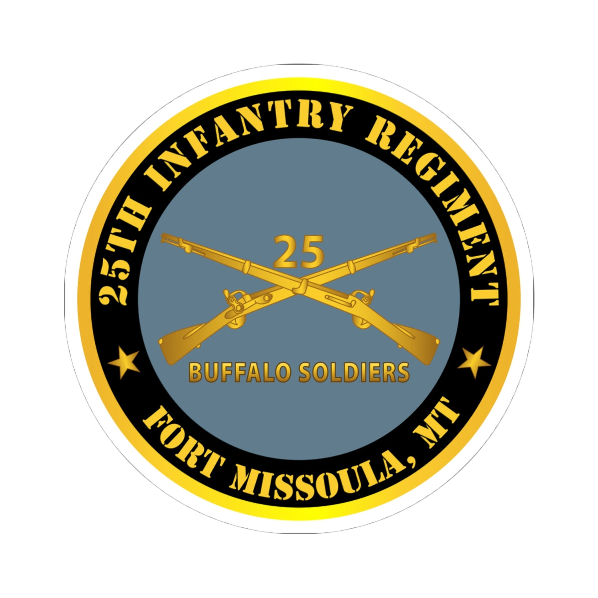 Kiss-Cut Stickers - Army - 25th Infantry Regiment - Fort Missoula, MT - Buffalo Soldiers w Inf Branch
