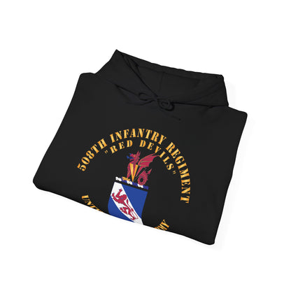 Unisex Heavy Blend™ Hooded Sweatshirt - Army - COA - Infantry - 508 Infantry Regiment w Txt - Red Devils X 300