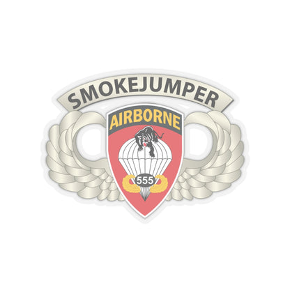 Kiss-Cut Stickers - Army - Airborne Badge - 555th Parachute Infantry Bn - SSI w SmokeJumper Tab