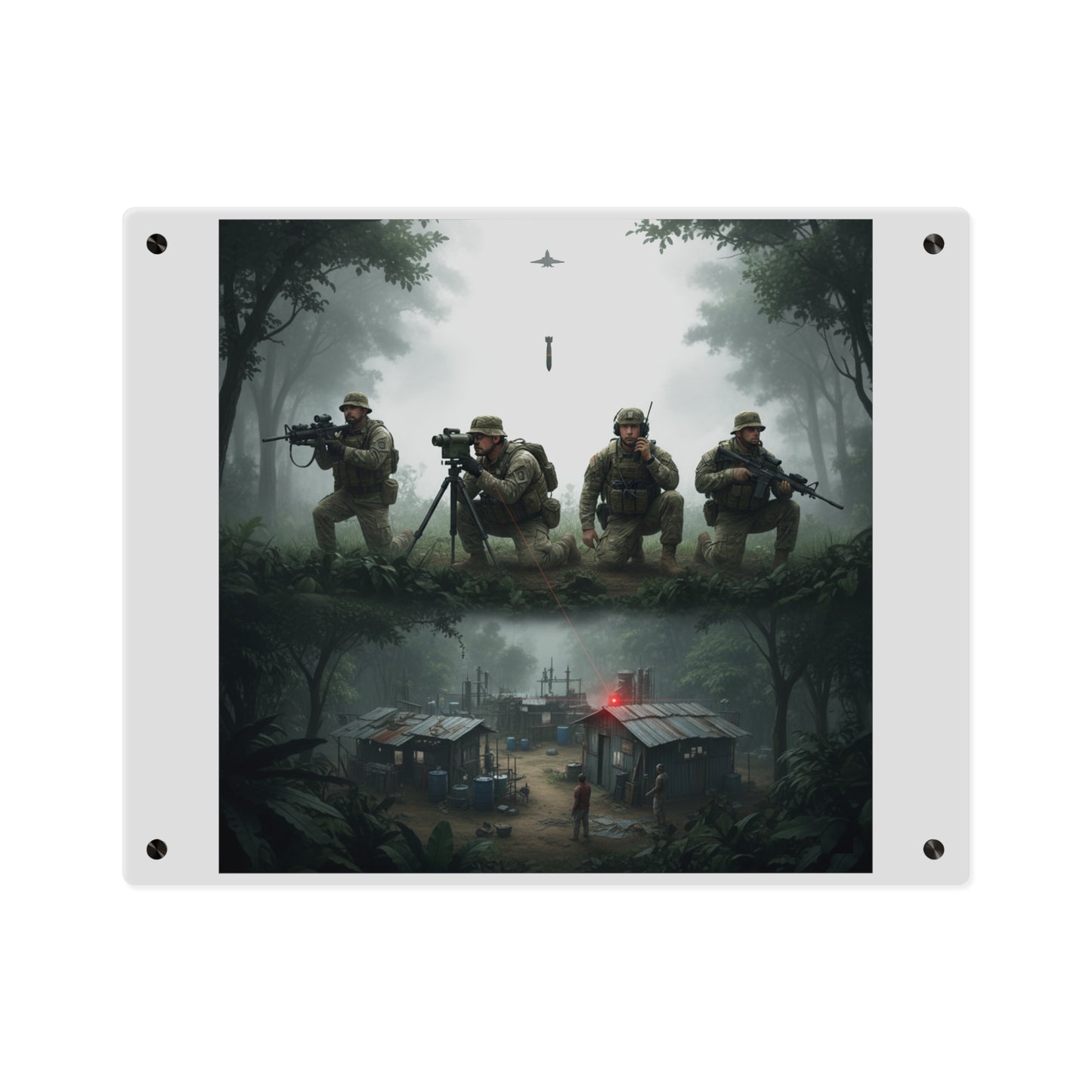 Acrylic Wall Art Panel - Jungle Drug Lab Destruction wo Explosions