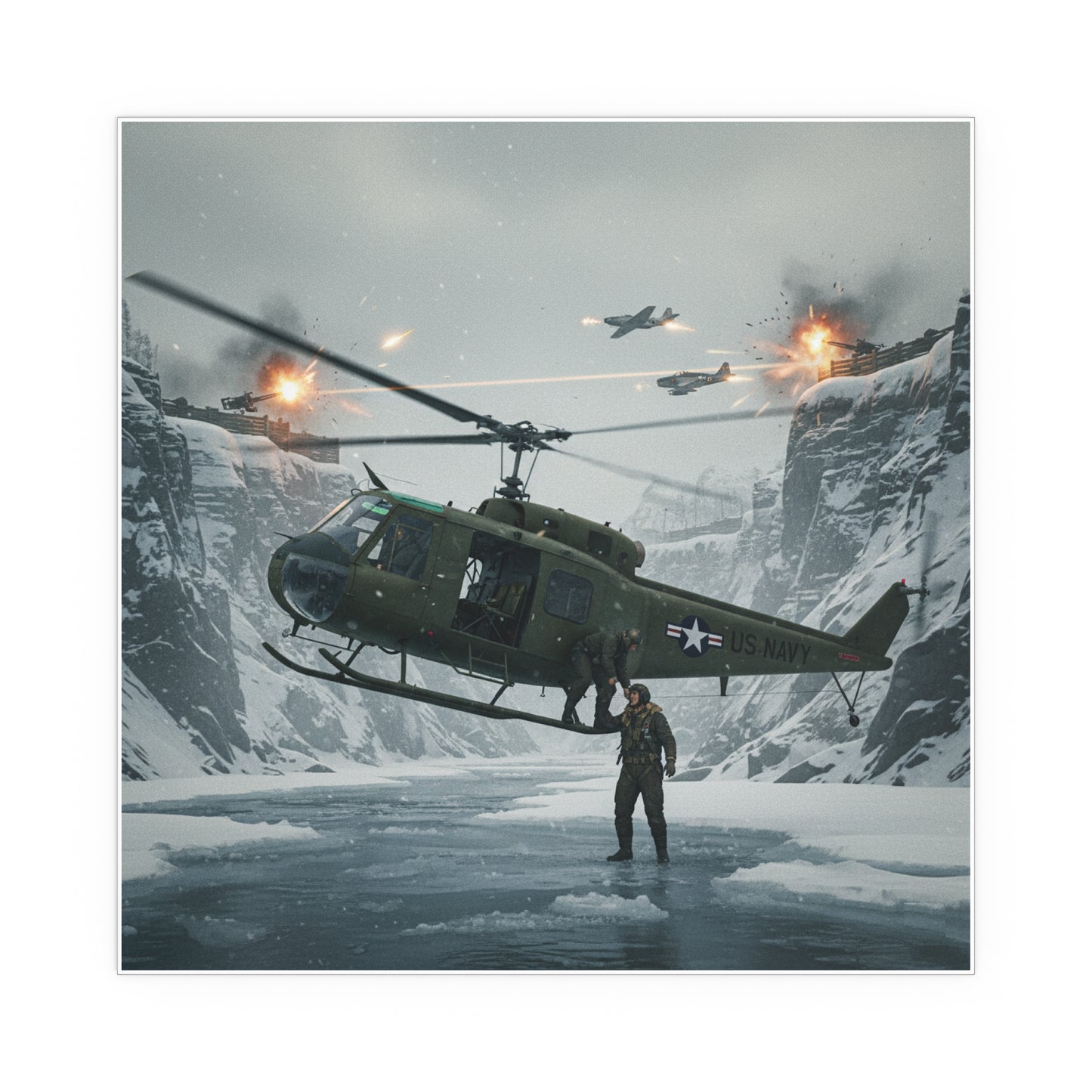Indoor and Outdoor Silk Posters - Rescue Mission from Majon-ni and Samdong-ni attack - Korean War