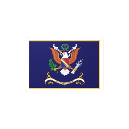 Kiss-Cut Vinyl Decals - Army - Regimental Colors - 1st Infantry Regiment  -- LOYALTY AND COURAGE - Infantry Branch - Flag w Fringe X 300