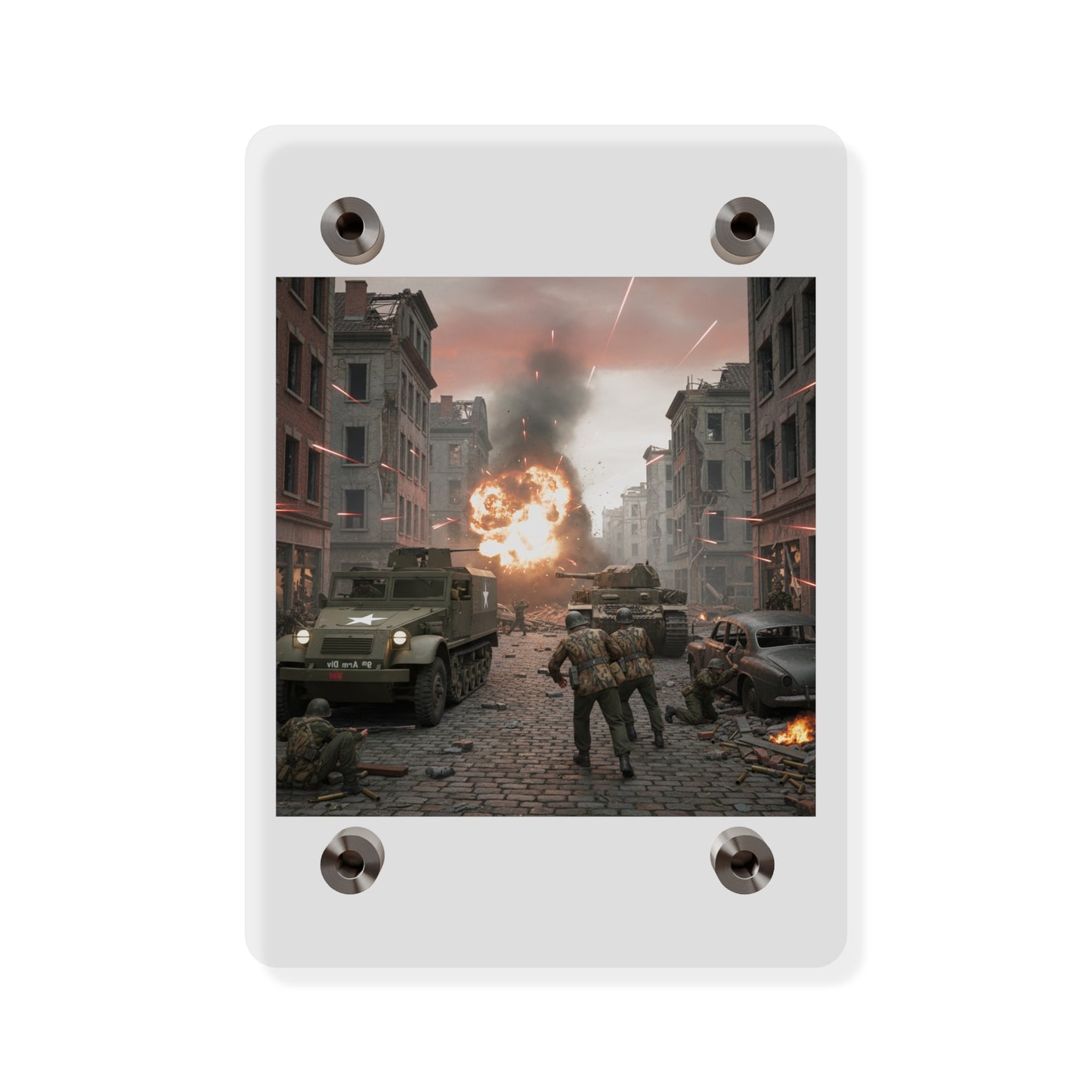 Acrylic Wall Art Panel - M3A1 - 9th Armor Division Attack - WWII