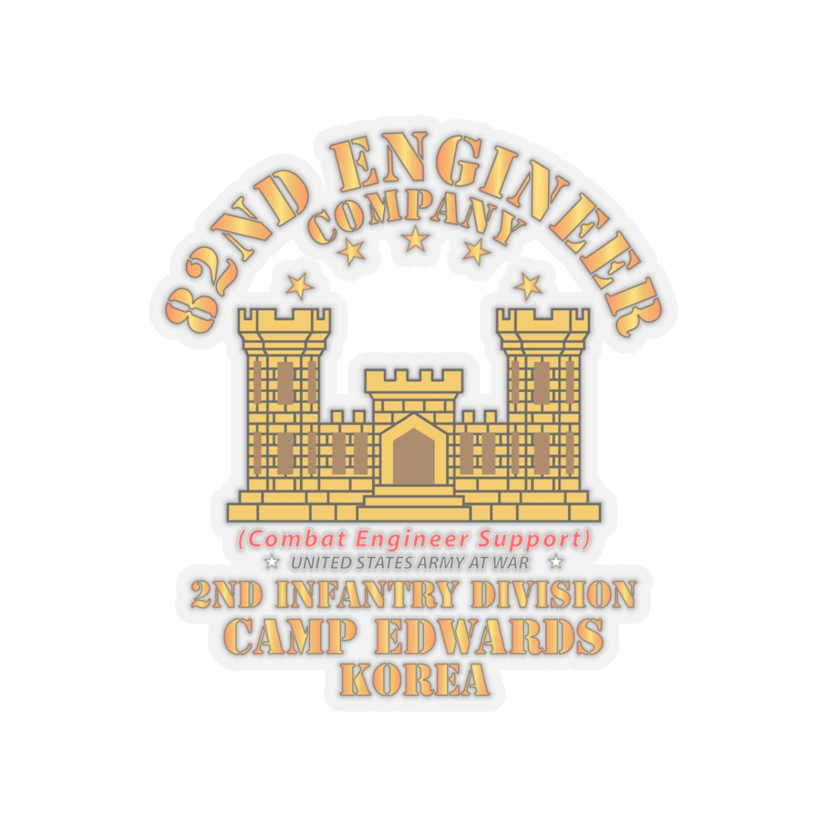 Kiss-Cut Stickers - Army - 82nd Engineer Company  - Camp Edwards -  Korea