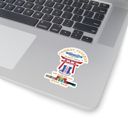 Kiss-Cut Stickers - Army - Combat Veteran - 187th Infantry Regiment - Torii, Rakkasans, Let Valor Not Fail, English, Latin w CIB w GULF SVC